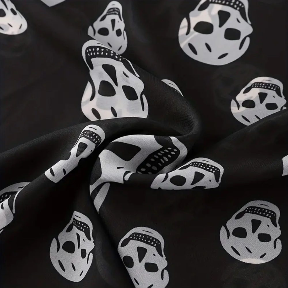SHEER SKULLS ☠️ | Black & White Skull Print | Scarf (Brand New!) 💕✨ - Picture 4 of 12